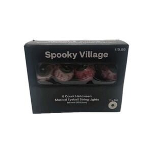Spooky Village 8 Count Halloween Musical Eyeball String Lights. New in Box.